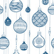 Seamless Vector Pattern with Drawings of Christmas Decorative Baubles