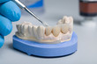 close up of work on denture parts in a dental laboratory