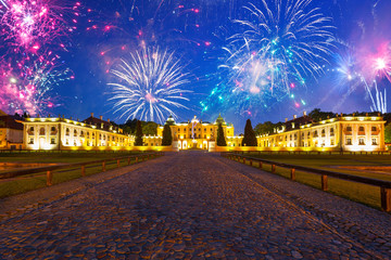 Wall Mural - Fireworks display over the Branicki Palace in Bialystok, Poland