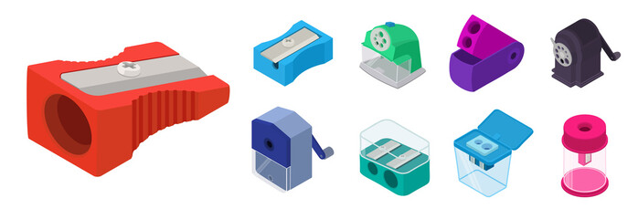 Poster - Sharpener icons set. Isometric set of sharpener vector icons for web design isolated on white background
