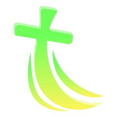 Poster - Green gradient cross icon. Cartoon of green gradient cross vector icon for web design isolated on white background