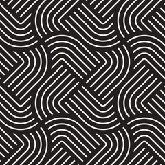 Vector seamless pattern. Repeating geometric tiles with weaved rounded lines grid.