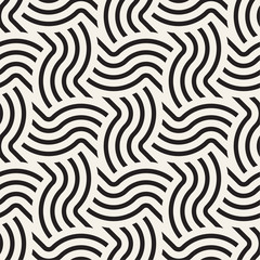 Vector seamless pattern. Modern stylish texture. Repeating abstract background. Monochrome geometric texture with wavy lines.