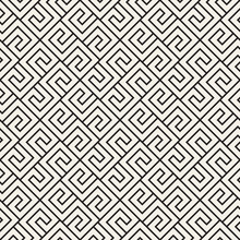 Vector Seamless Pattern. Geometric Striped Ornament. Monochrome Spiral Lines Lattice.