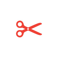 Scissor Red Icon On White Background. Red Flat Style Vector Illustration.