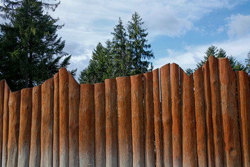 Wall Mural - wooden fence against blue sky