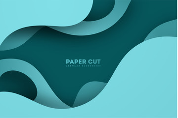 Poster - paper cut background. abstract realistic papercut decoration textured with cardboard wavy layers. 3d