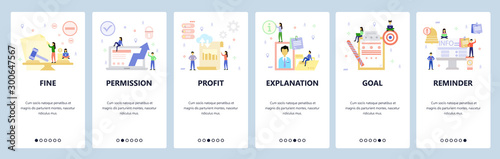 Mobile App Onboarding Screens Business Icons Profit Employee