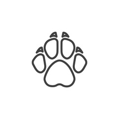 Fox paw print line icon. linear style sign for mobile concept and web design. Fox animal footprint outline vector icon. Symbol, logo illustration. Vector graphics