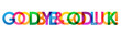 GOODBYE & GOOD LUCK! rainbow vector typography banner