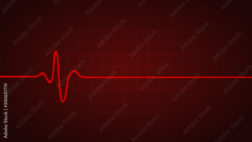 Vector de Stock Red line show Heart rate while dead on chart of monitor ...
