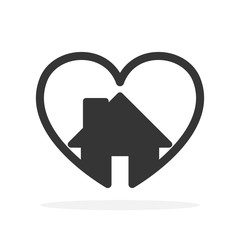 Poster - Heart shape with house icon.