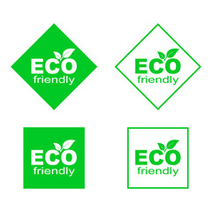 Wall Mural - Set of green ECO stickers. Eco Friendly Environment