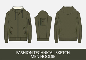 Wall Mural - Fashion technical sketch men hoodie