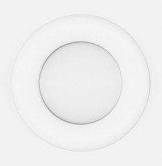 Poster - 3d rendering. white circular shape on gray wall background.