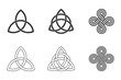 © Tasha Vector - Celtic knots set on white background. Triquetra, trinity knot with circle, endless loop. Ancient ornaments symbolizing eternity. Trefoil interconnected lines. Infinite knots. Vector illustration.