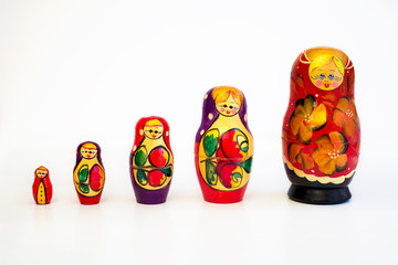 Russian matryoshka doll on white background