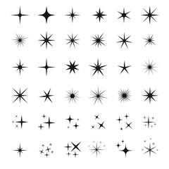 Wall Mural - star icons. twinkling stars. sparkles, shining burst. christmas vector symbols isolated