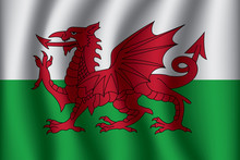 Waving Flag Of Wales. Wales Icon Vector Illustration Eps10.