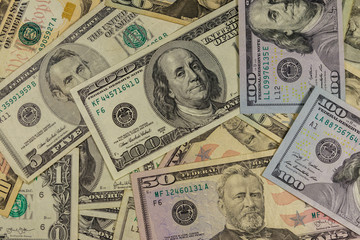 Wall Mural - Background of different us dollar banknotes