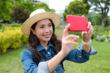 Canvas Print - Woman take photo on cellphone