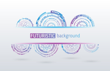 Aufkleber - abstract background with various technology elements. hi-tech communication concept. circular connec