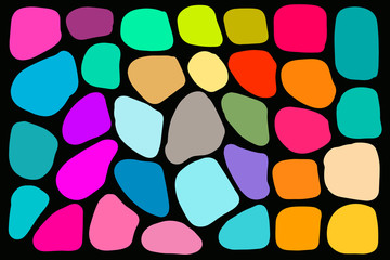 Colorful rainbow spots hand drawn vector background wallpaper in cartoon comic style on black