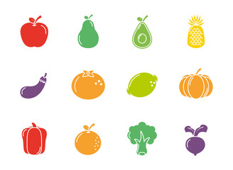 Wall Mural - fruits and vegetables fresh icons set flat design