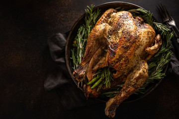 Wall Mural - Christmas Turkey with Rosemary on Plate