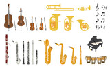 Fototapeta Pokój dzieciecy - Set of vector modern flat design orchestra instruments