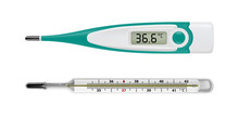 Electronic Thermometer In The Vector.Thermometer For Measuring Body Temperature In Vector.