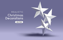 3D Effect Realistic Christmas Star Decorations.