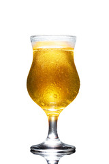 Wall Mural - glass of beer isolated on white background.