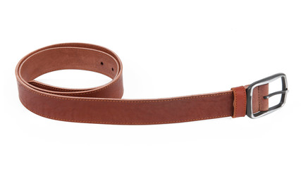 Light brown suede belt with a buckle