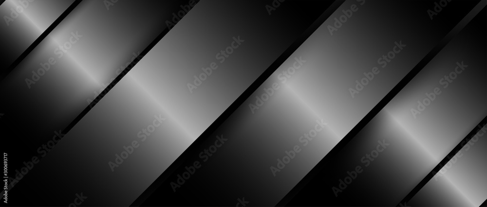 Abstract. Silver steel overlap layer on black background ,light and shadow. modern futuristic background. Vector. - obrazy, fototapety, plakaty 