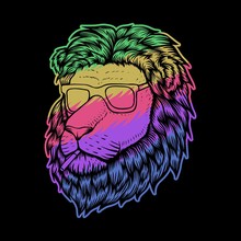 Lion Head Smoke Colorful Vector Illustration
