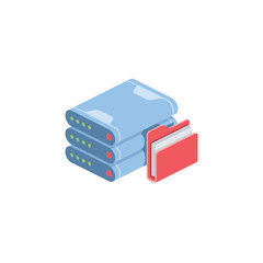 Poster - Server Folder directory. Vector 3d isometric, color web icon, new flat style. Creative illustration design, idea for infographics.