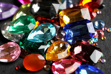Beautiful Gemstones For Jewelry On Dark Background, Closeup