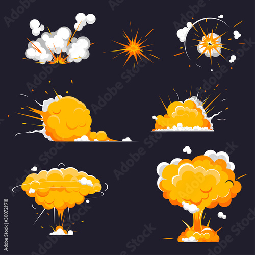 Cartoon explosions collection bomb. Boom flame, Dynamite explosions ...