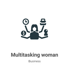 Poster - Multitasking woman vector icon on white background. Flat vector multitasking woman icon symbol sign from modern business collection for mobile concept and web apps design.