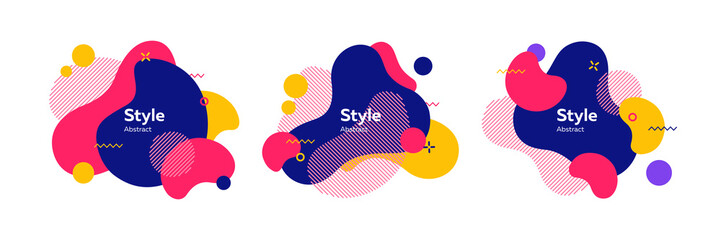 Fototapete - Set fluid geometric abstract badges