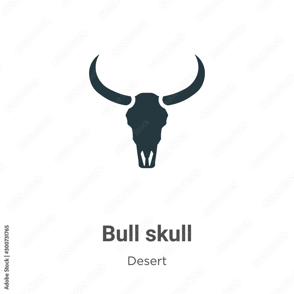 Bull skull vector icon on white background. Flat vector bull skull icon ...