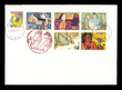 Luftpost airmail Japan Nippon gestempelt Briefmarken Märchen Oni Geschichten Kaguya Hime Prinzessin Kimono vintage retro Kranich Tsuru Bambus Däumeling