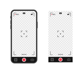 Wall Mural - mobile phone with record frame camera. viewfinder template. 4k phone resolution video rec frame. vid