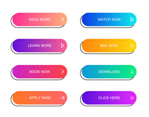 Poster - Set of modern material style buttons for website, mobile app and infographic . Different gradient colors. Modern vector illustration flat style