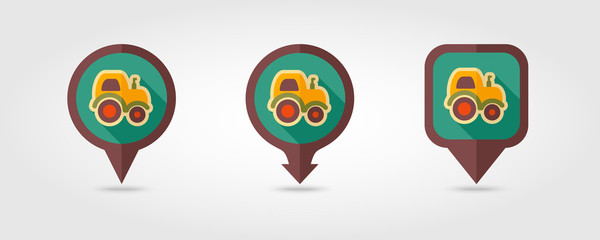 tractor flat vector pin map icon. farmer machine