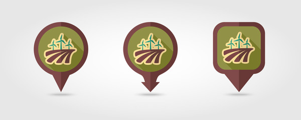 Windmill on the field flat vector pin map icon