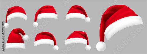 Fotomural Realistic set of red santa hats