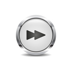 Forward icon vector image round 3d button with metal frame