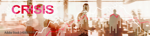 Fotografía Financial Crysis Recession Economic concept. Red Website Banner.